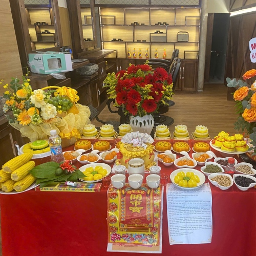 mâm cúng khai trương tiệm tóc